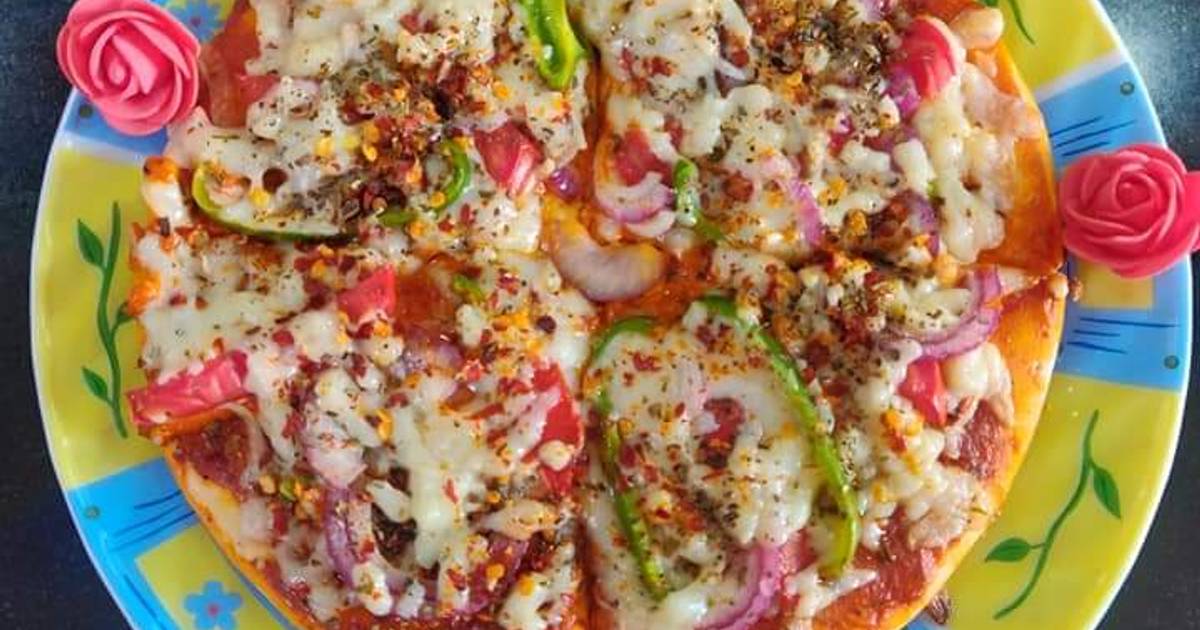 Onion capsicum cheese pizza😋😋😋 Recipe by Swati Surana - Cookpad