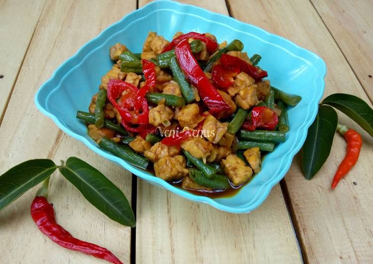 Tempe dadu mix kacang panjang