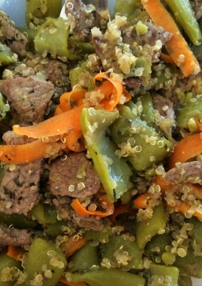 Una foto de Ternera con judías y quinoa