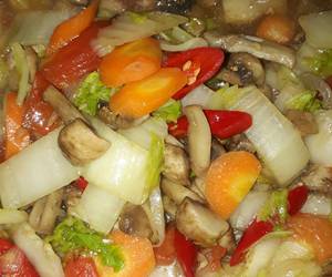 Resep mudah Tumis Jamur Sawi Putih Gurih Mantul