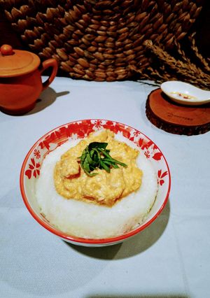 Foto resep Bubur Ayam Saus Telur Asin