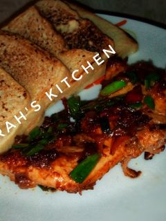 Gasasshen Bread me yanka da peppered chicken ainihin hoton girkin
