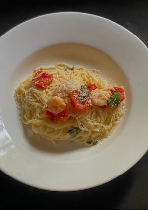 A picture of Seafood Spaghetti Parmodoro.