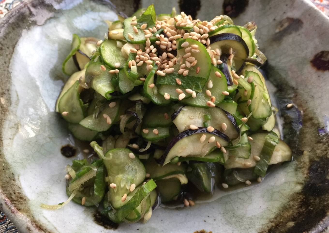 Japanese cucumber and eggplant salad