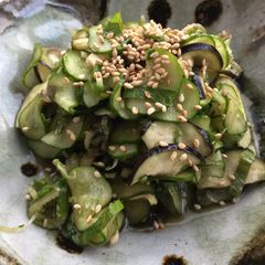 A picture of Japanese cucumber and eggplant salad.