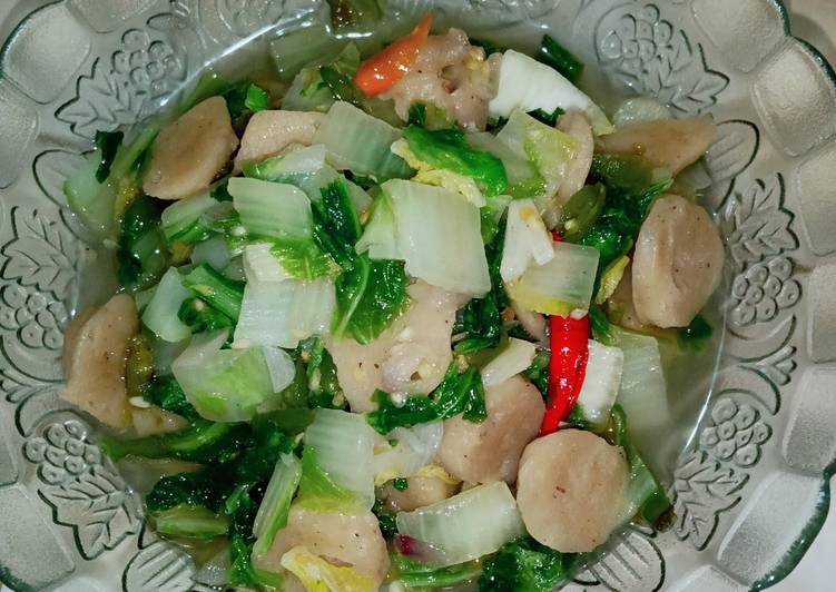 Resep: Tumis sawi putih &amp; bakso Bahan Sederhana