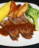 Tapapecho asado con salsa barbacoa casera. Jon Style