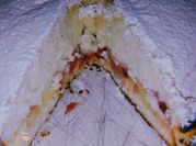 Una foto de pie relleno de fresa