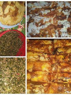 Una foto de Canelones de Acelga y Carne con salsa Roja y blanca😋