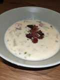 Creamy loaded ham and potato soup with bacon