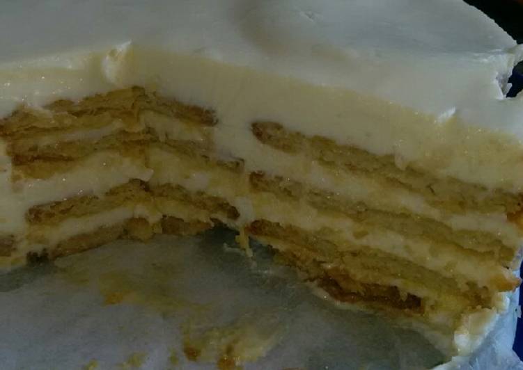 Tarta limón y galletas