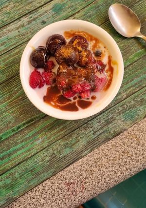 Una foto de Frutos del bosque al chocolate