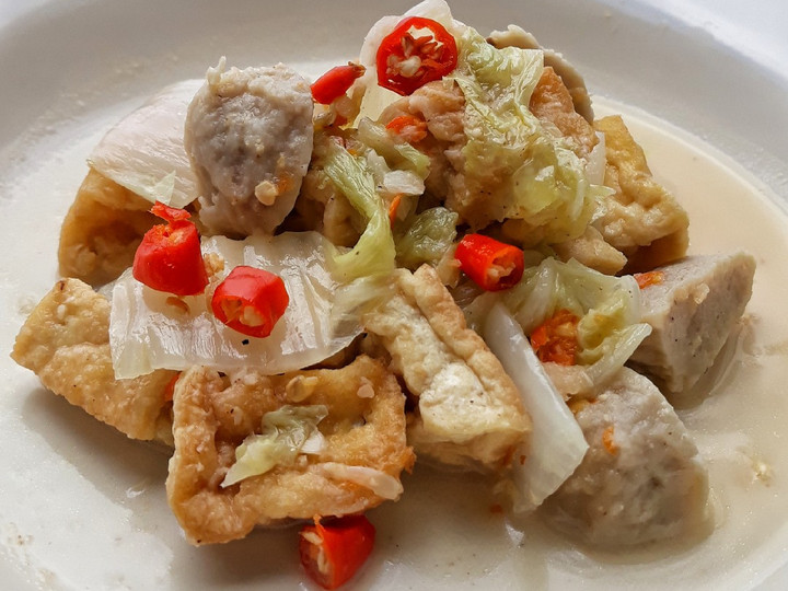 Resep Tumis Bakso Tahu Sawi Putih, Lezat Sekali