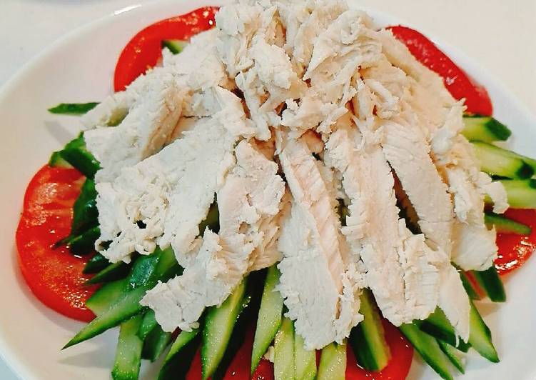 Langkah Mudah Membuat Bangbangji - Salad Daging Ayam dressing sesame Super Lezat