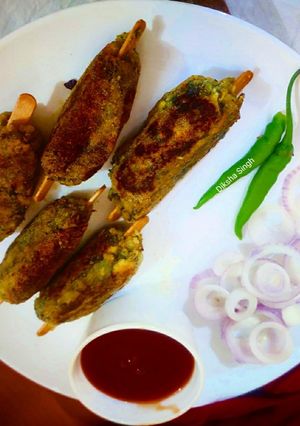 A picture of Palak Seekh Kabab.