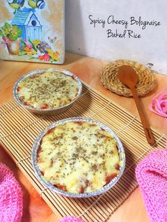 Foto resep Spicy Cheesy Bolognaise Baked Rice