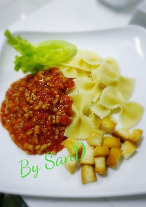 รูปของ ฟาร์ฟาเล่ซอสหมูสับ By Microwave #By SanD