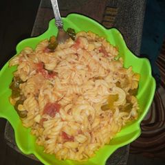 Italian pasta in red sauce A picture of Italian pasta in red sauce.