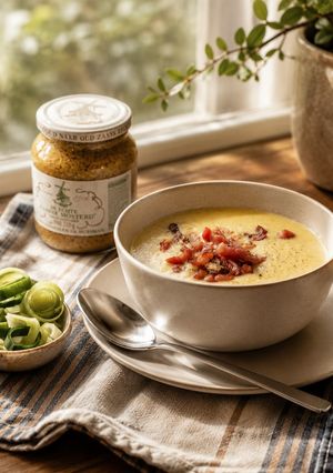Una foto de Sopa cremosa de mostaza (Mosterdsoep holandesa)
