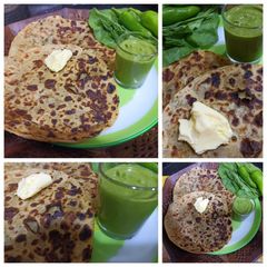 A picture of Methi Palak Aaloo Paratha.