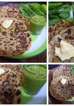 A picture of Methi Palak Aaloo Paratha.