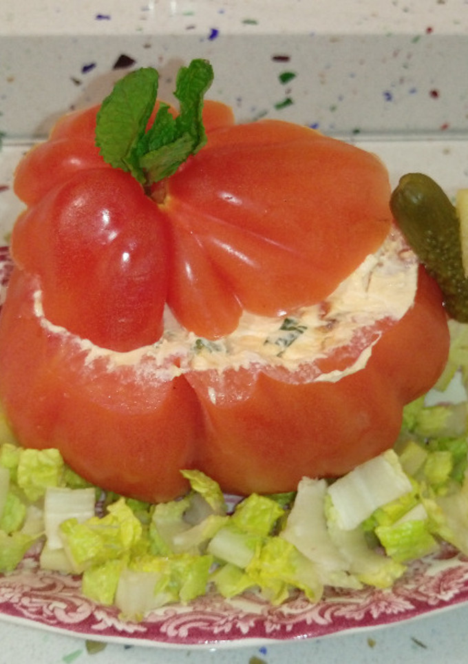 Una foto de Tomate corazón de buey con relleno vegetal