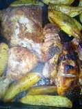 Pata muslo con papa al horno