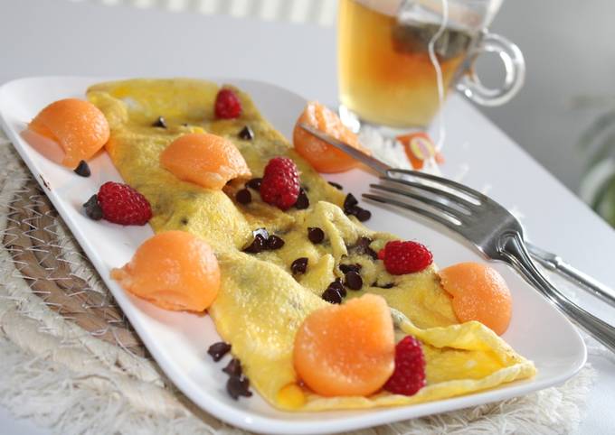 Omelette sucrée à la banane et au chocolat