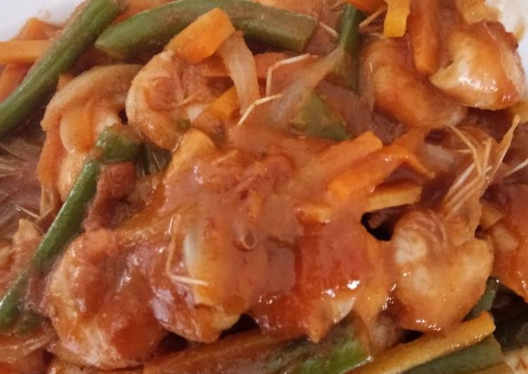 Cara Gampang Membuat Asam manis pedas udang basah yang Lezat