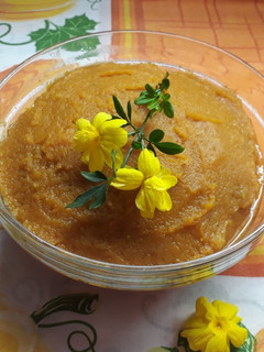 Una foto de Puré de zapallo calabacín y boniato