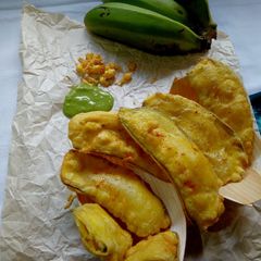 A picture of Raw Banana(matoke) bhajia#recipemarathon.