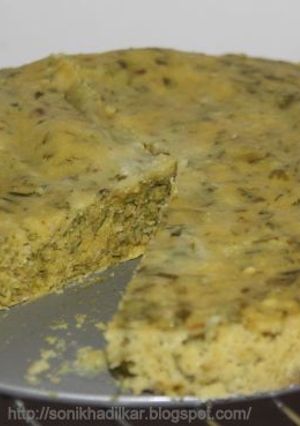 A picture of Kothimbir Vadi (Savory coriander cake).
