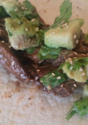 A picture of Asian Shredded Beef Tacos.
