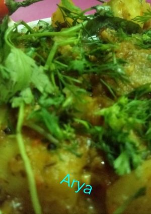 A picture of Goan Potato and Ivy Gourd Vindaloo.