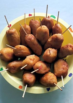 Foto resep Sosis digulung panir (nama asli resep : mini corn dogs)