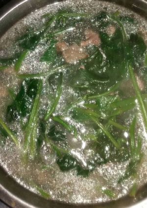 Hình của món Canh rau lang thịt bò.