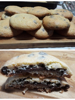 Una foto de Galletas con chips de chocolate rellenas de nutella