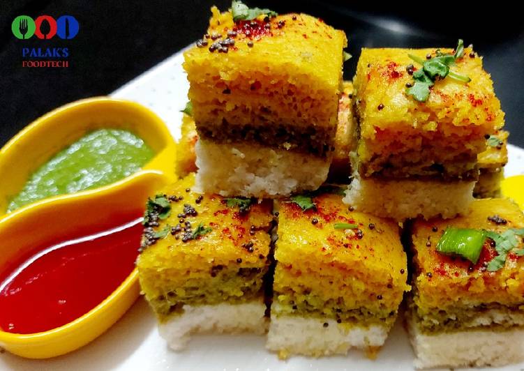 Recipe of Ultimate Tricolor fusion sandwich dhokla