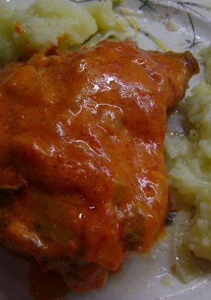 Una foto de Pollo a la crema (mixeada) de morrón