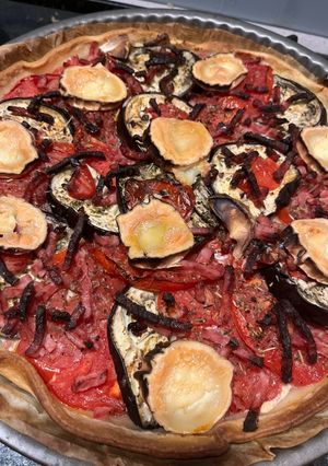 Une photo de Tarte d’été tomates aubergines