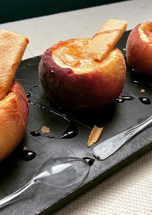Une photo de Pêche façon cheesecake
