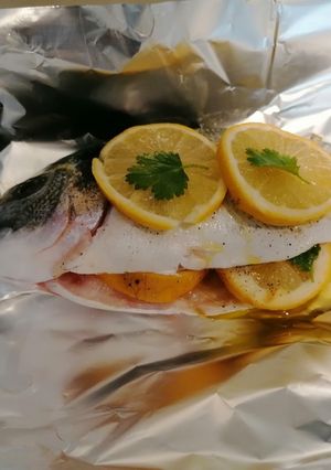 Une photo de Papillote de daurade gingembre citron, coriandre