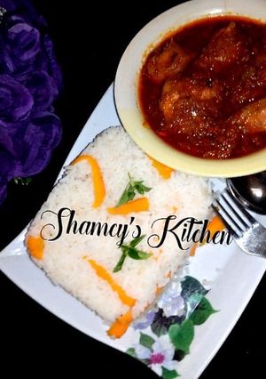 A picture of Rice and Stew.