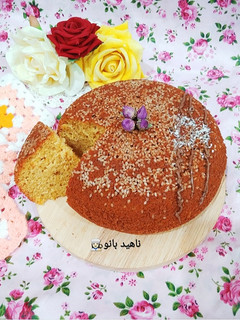 عکسی از دستور کیک کنجدی با طعم هل و گلاب (کیک روز دختر)👌 👧🏻girl's Day کیک با آرد گندم