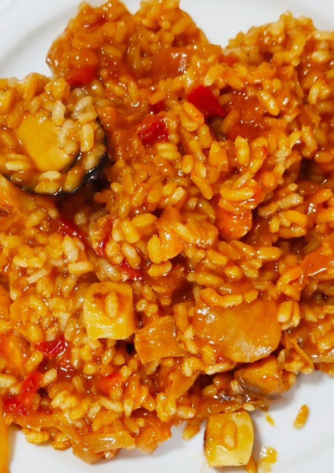Una foto de Paella de marisco rápida