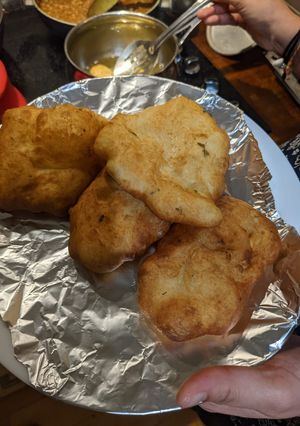 A picture of Bhatura - puffed fried bread.