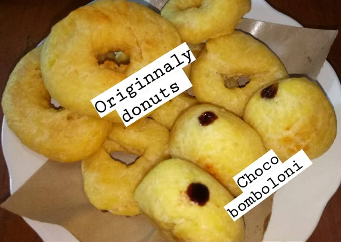 Originally donuts with choco bomboloni (menggunakan kentang)