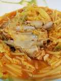 Linguine Spezzettate con Costine di Maiale, Verza, Patate e Finocchietto Selvatico