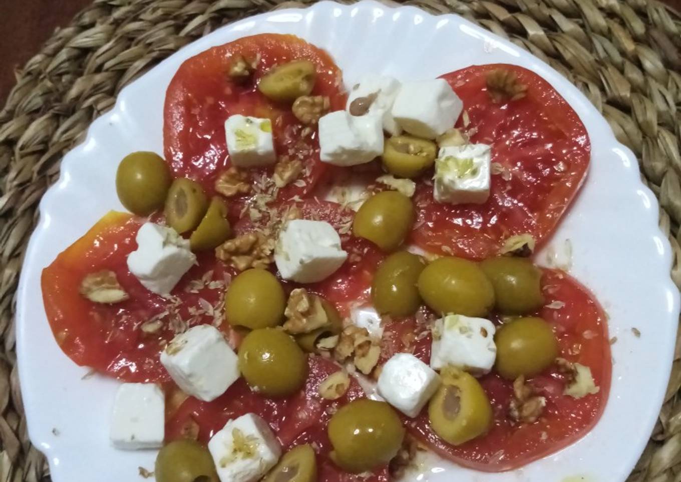 Ensalada griega de aceitunas verdes