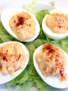 A picture of Devilled Eggs (diet version!).